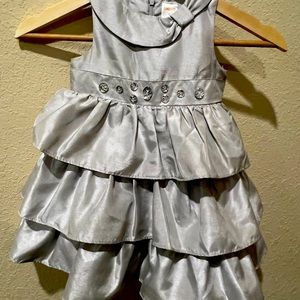 Adorable Gymboree silver ruffle tiered party dress